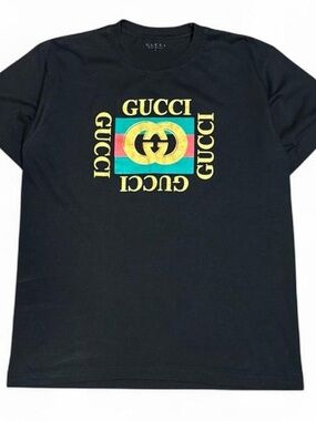 Gucci Square Logo Cotton Black Tee